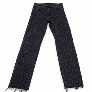 Joe’s Jeans Leopard Print Skinny Jeans Black Raw Hem Womens Size 27 Designer Den